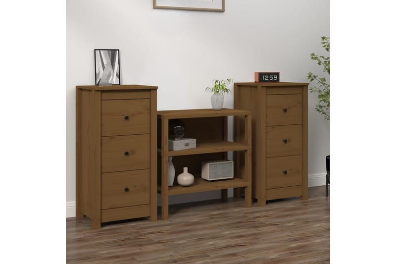beBasic Skjenker 2 stk honningbrun 40x35x80 heltre furu - Brun - Oppbevaring - Oppbevaringsmøbler - Sideboard & skjenker