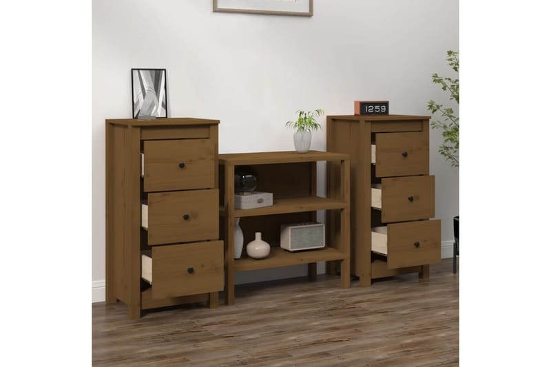 beBasic Skjenker 2 stk honningbrun 40x35x80 heltre furu - Brun - Oppbevaring - Oppbevaringsmøbler - Sideboard & skjenker