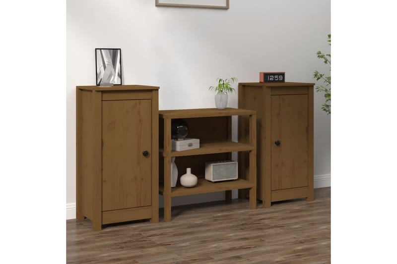 beBasic Skjenker 2 stk honningbrun 40x35x80 heltre furu - Brun - Oppbevaring - Oppbevaringsmøbler - Sideboard & skjenker