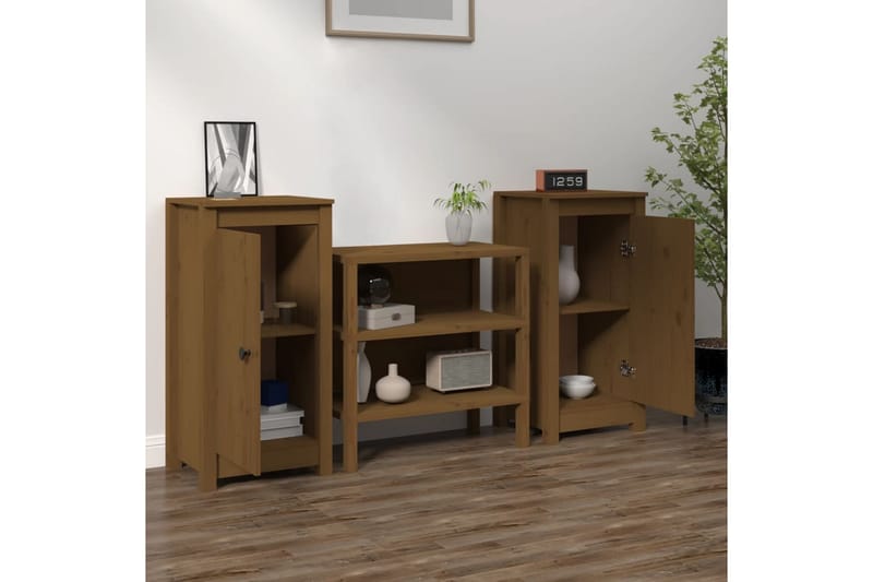 beBasic Skjenker 2 stk honningbrun 40x35x80 heltre furu - Brun - Oppbevaring - Oppbevaringsmøbler - Sideboard & skjenker