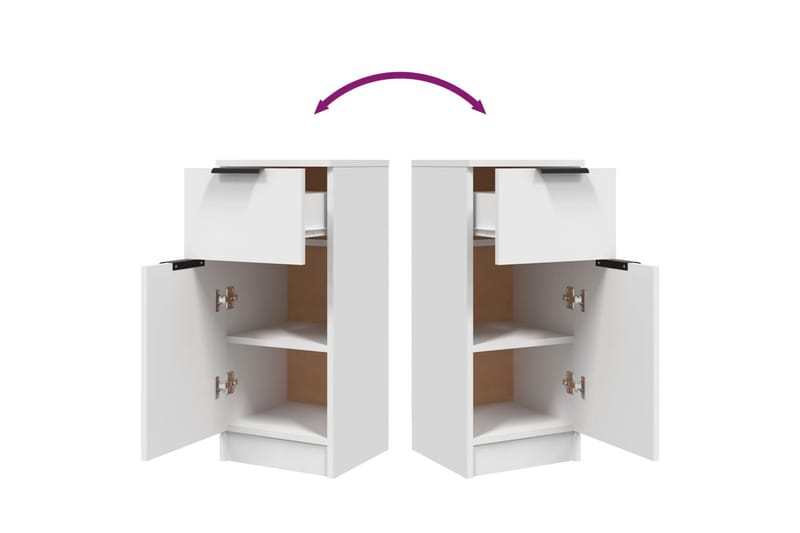 beBasic Skjenker 2 stk hvit 30x30x70 cm konstruert tre - Hvit - Oppbevaring - Oppbevaringsmøbler - Sideboard & skjenker