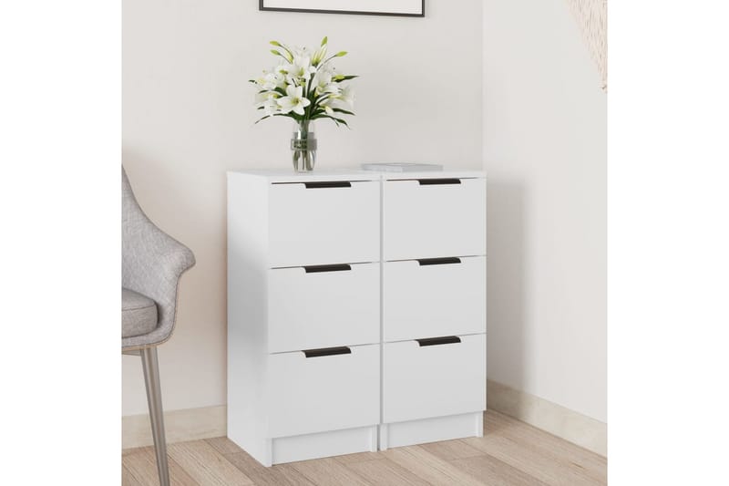 beBasic Skjenker 2 stk hvit 30x30x70 cm konstruert tre - Hvit - Oppbevaring - Oppbevaringsmøbler - Sideboard & skjenker