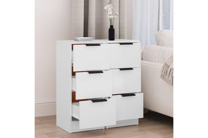 beBasic Skjenker 2 stk hvit 30x30x70 cm konstruert tre - Hvit - Oppbevaring - Oppbevaringsmøbler - Sideboard & skjenker