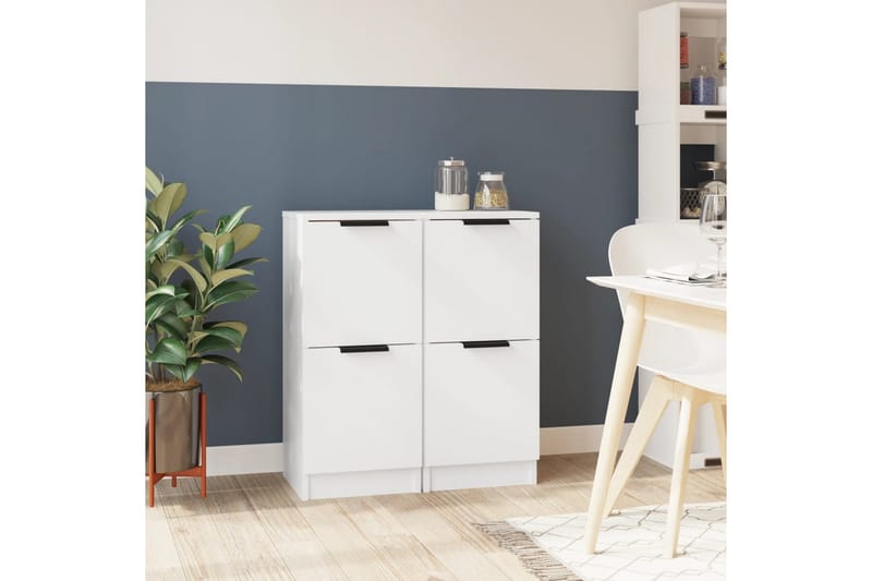 beBasic Skjenker 2 stk hvit 30x30x70 cm konstruert tre - Hvit - Oppbevaring - Oppbevaringsmøbler - Sideboard & skjenker