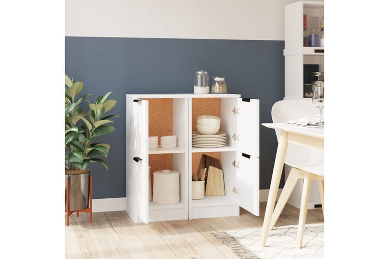 beBasic Skjenker 2 stk hvit 30x30x70 cm konstruert tre - Hvit - Oppbevaring - Oppbevaringsmøbler - Sideboard & skjenker