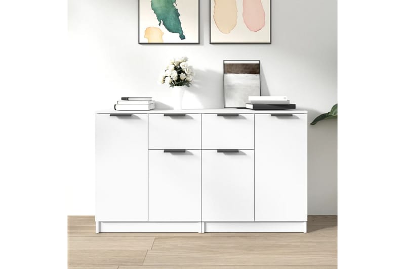 beBasic Skjenker 2 stk hvit 60x30x70 cm konstruert tre - Hvit - Oppbevaring - Oppbevaringsmøbler - Sideboard & skjenker
