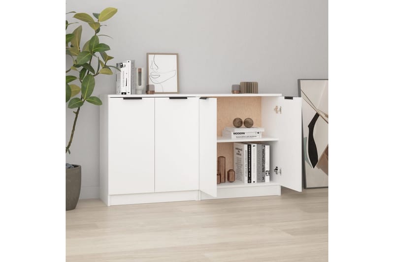 beBasic Skjenker 2 stk hvit 60x30x70 cm konstruert tre - Hvit - Oppbevaring - Oppbevaringsmøbler - Sideboard & skjenker