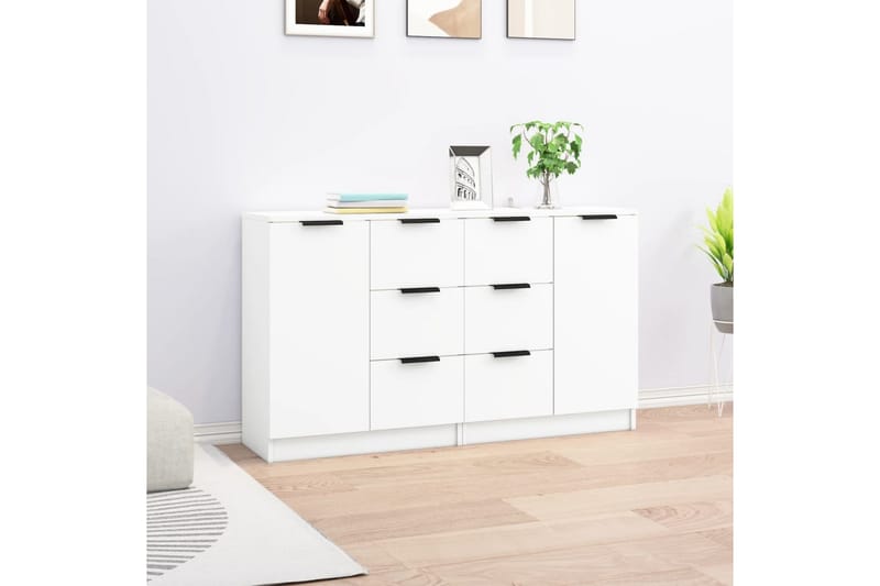 beBasic Skjenker 2 stk hvit 60x30x70 cm konstruert tre - Hvit - Oppbevaring - Oppbevaringsmøbler - Sideboard & skjenker