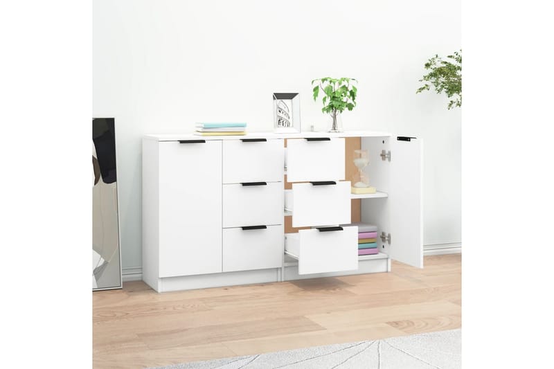 beBasic Skjenker 2 stk hvit 60x30x70 cm konstruert tre - Hvit - Oppbevaring - Oppbevaringsmøbler - Sideboard & skjenker