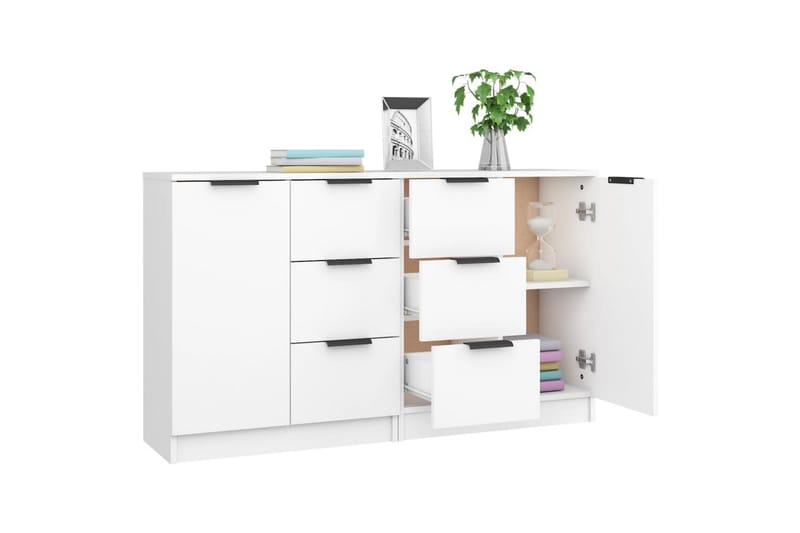 beBasic Skjenker 2 stk hvit 60x30x70 cm konstruert tre - Hvit - Oppbevaring - Oppbevaringsmøbler - Sideboard & skjenker