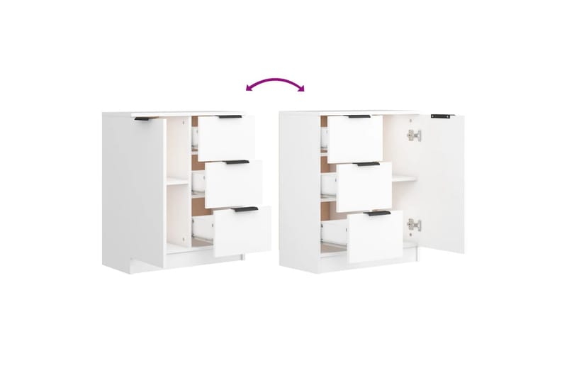 beBasic Skjenker 2 stk hvit 60x30x70 cm konstruert tre - Hvit - Oppbevaring - Oppbevaringsmøbler - Sideboard & skjenker