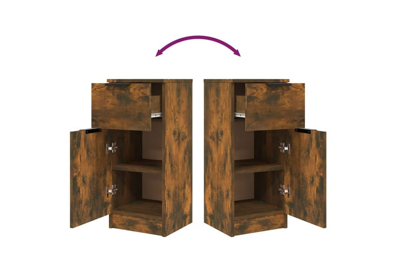 beBasic Skjenker 2 stk røkt eik 30x30x70 cm konstruert tre - Brun - Oppbevaring - Oppbevaringsmøbler - Sideboard & skjenker