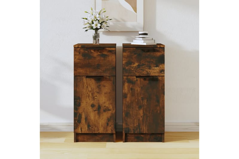 beBasic Skjenker 2 stk røkt eik 30x30x70 cm konstruert tre - Brun - Oppbevaring - Oppbevaringsmøbler - Sideboard & skjenker