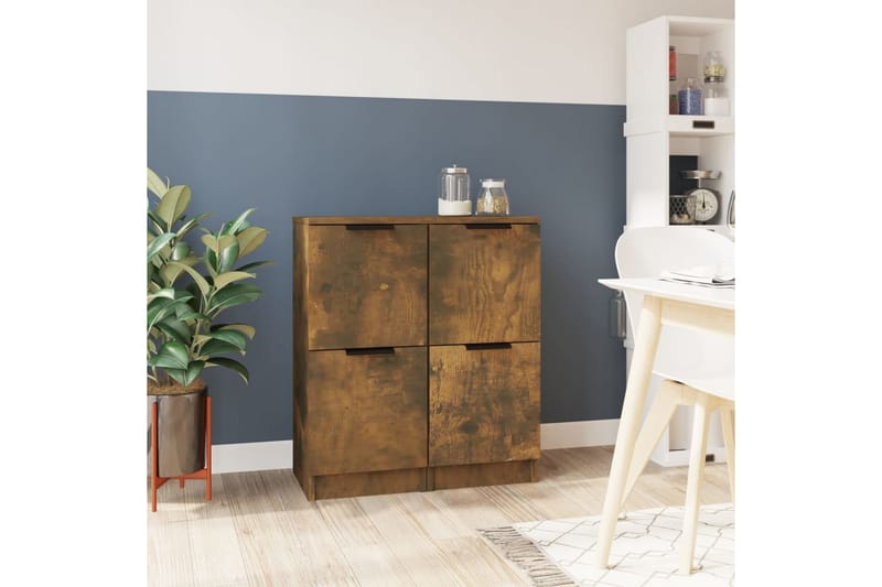 beBasic Skjenker 2 stk røkt eik 30x30x70 cm konstruert tre - Brun - Sideboard & skjenker