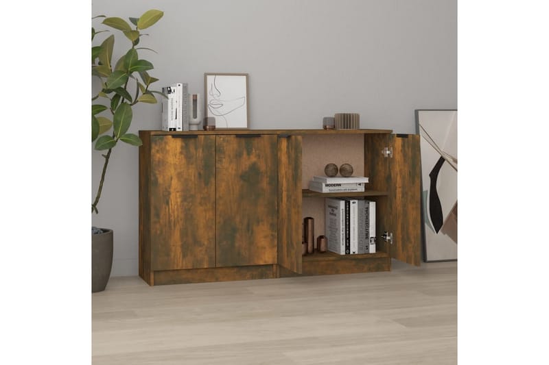 beBasic Skjenker 2 stk røkt eik 60x30x70 cm konstruert tre - Brun - Sideboard & skjenker