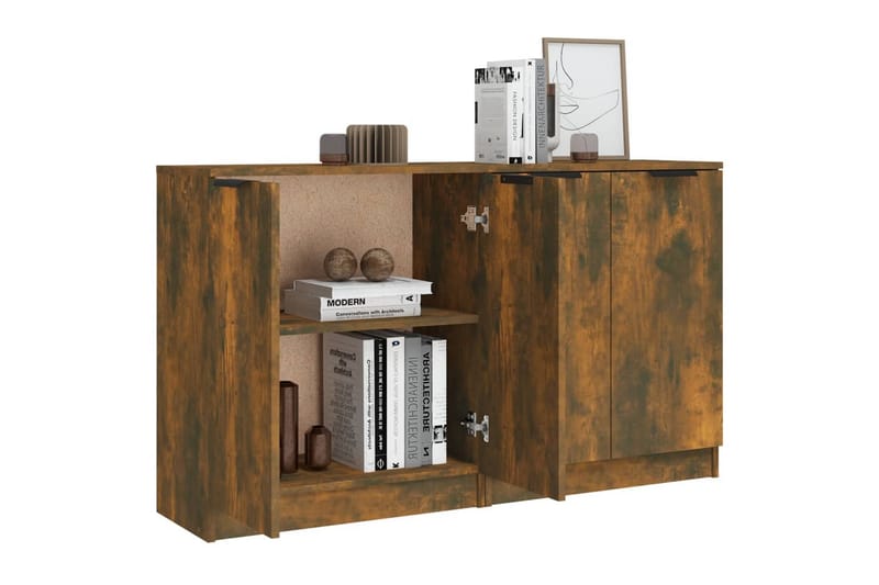 beBasic Skjenker 2 stk røkt eik 60x30x70 cm konstruert tre - Brun - Oppbevaring - Oppbevaringsmøbler - Sideboard & skjenker