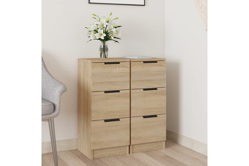 beBasic Skjenker 2 stk sonoma eik 30x30x70 cm konstruert tre - Brun - Oppbevaring - Oppbevaringsmøbler - Sideboard & skjenker