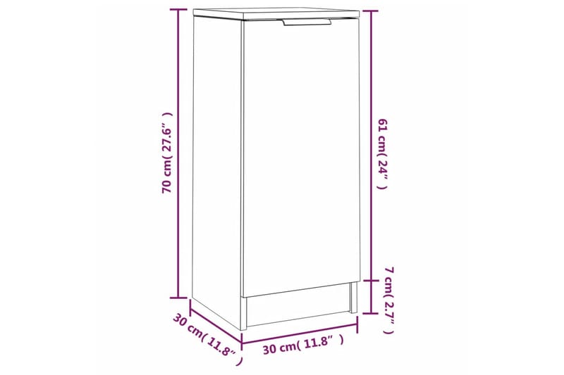 beBasic Skjenker 2 stk sonoma eik 30x30x70 cm konstruert tre - Brun - Sideboard & skjenker