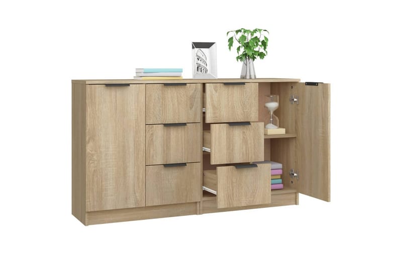 beBasic Skjenker 2 stk sonoma eik 60x30x70 cm konstruert tre - Brun - Oppbevaring - Oppbevaringsmøbler - Sideboard & skjenker