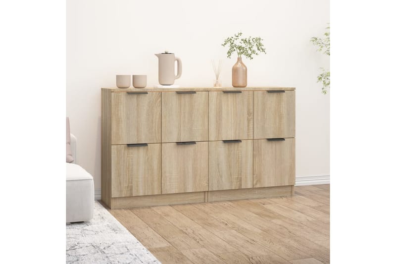 beBasic Skjenker 2 stk sonoma eik 60x30x70 cm konstruert tre - Brun - Oppbevaring - Oppbevaringsmøbler - Sideboard & skjenker