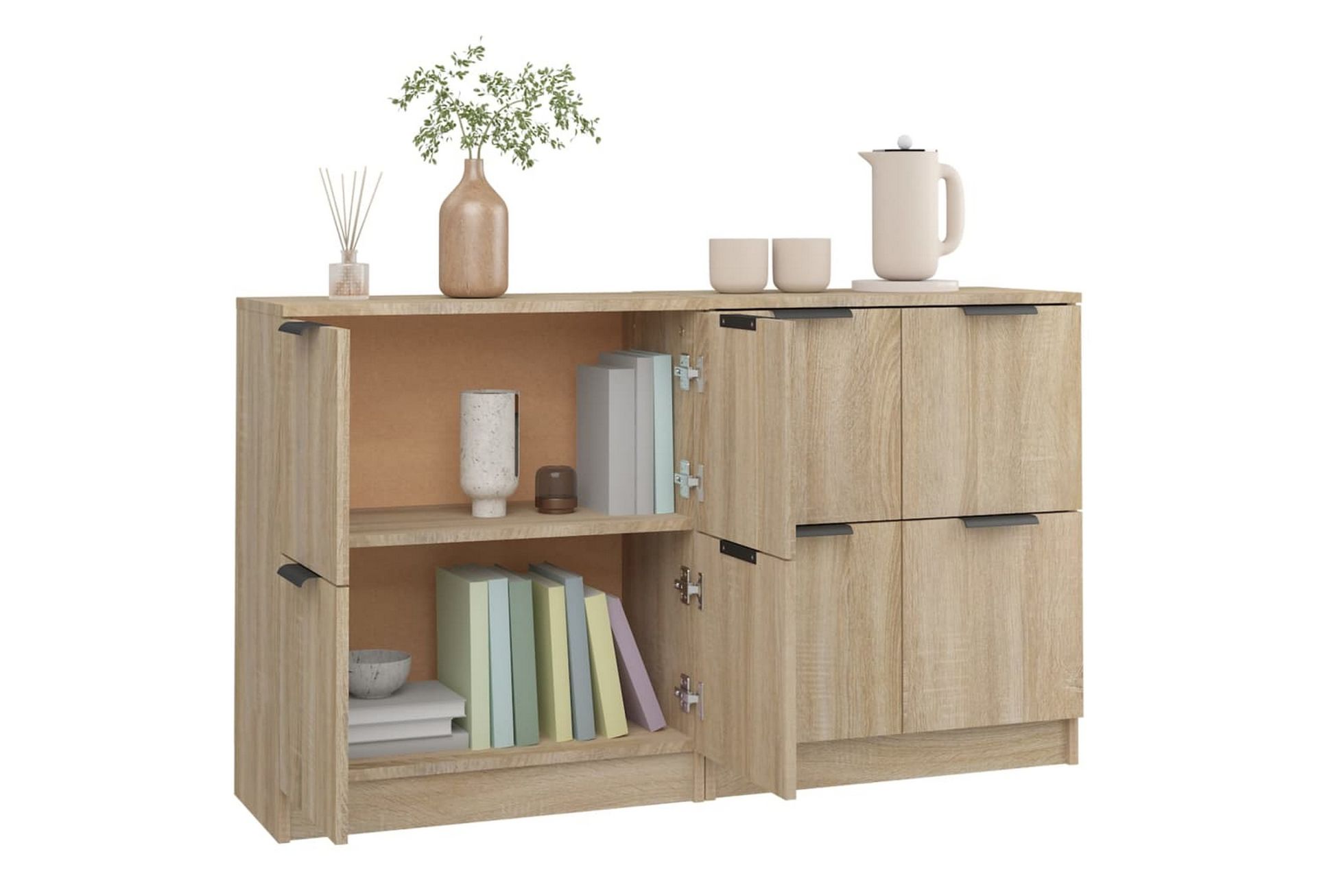 beBasic Skjenker 2 stk sonoma eik 60x30x70 cm konstruert tre - Brun - Oppbevaring - Oppbevaringsmøbler - Sideboard & skjenker