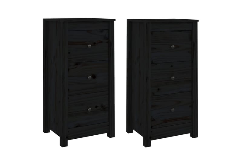 beBasic Skjenker 2 stk svart 40x35x80 cm heltre furu - Svart - Oppbevaring - Oppbevaringsmøbler - Sideboard & skjenker