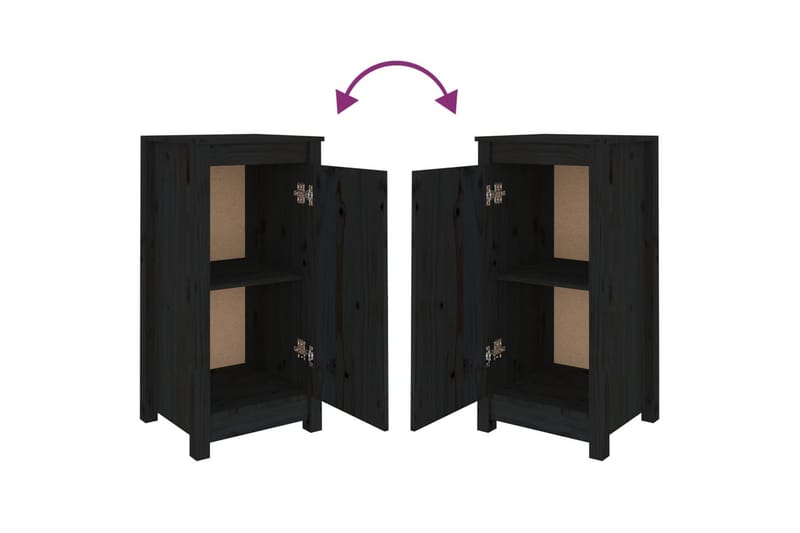 beBasic Skjenker 2 stk svart 40x35x80 cm heltre furu - Svart - Oppbevaring - Oppbevaringsmøbler - Sideboard & skjenker