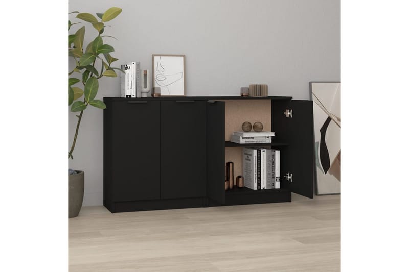 beBasic Skjenker 2 stk svart 60x30x70 cm konstruert tre - Svart - Oppbevaring - Oppbevaringsmøbler - Sideboard & skjenker