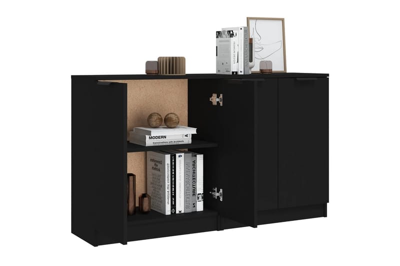 beBasic Skjenker 2 stk svart 60x30x70 cm konstruert tre - Svart - Oppbevaring - Oppbevaringsmøbler - Sideboard & skjenker