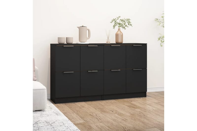 beBasic Skjenker 2 stk svart 60x30x70 cm konstruert tre - Svart - Oppbevaring - Oppbevaringsmøbler - Sideboard & skjenker