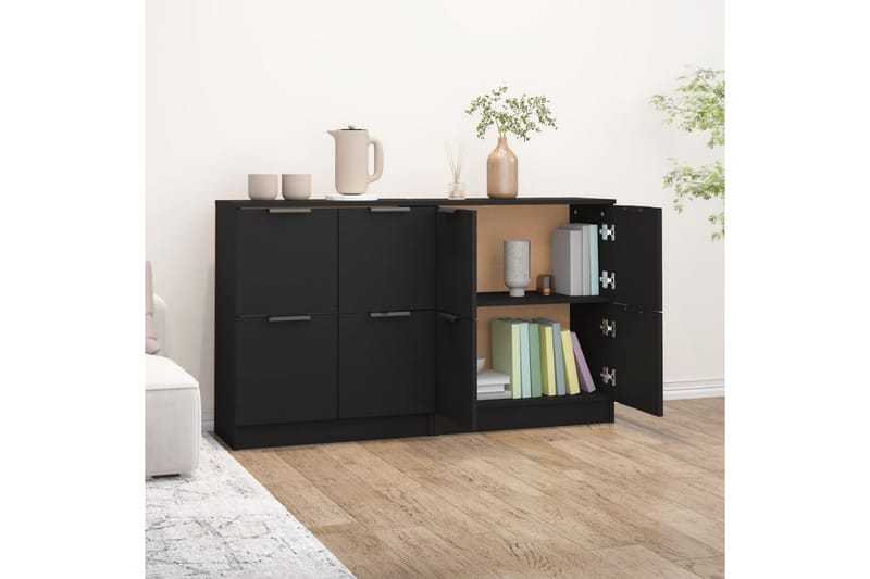 beBasic Skjenker 2 stk svart 60x30x70 cm konstruert tre - Svart - Oppbevaring - Oppbevaringsmøbler - Sideboard & skjenker
