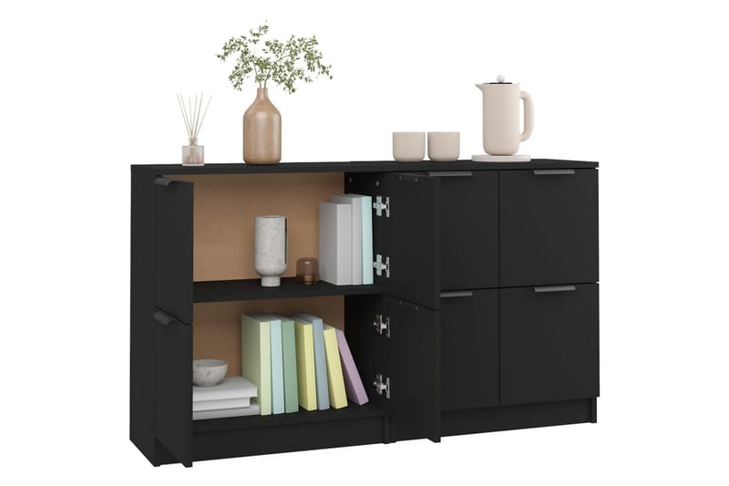 beBasic Skjenker 2 stk svart 60x30x70 cm konstruert tre - Svart - Oppbevaring - Oppbevaringsmøbler - Sideboard & skjenker