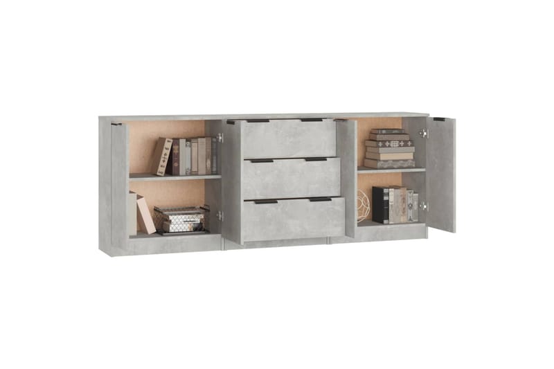 beBasic Skjenker 3 stk betonggrå konstruert tre - GrÃ¥ - Oppbevaring - Oppbevaringsmøbler - Sideboard & skjenker