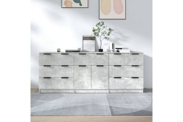 beBasic Skjenker 3 stk betonggrå konstruert tre - GrÃ¥ - Oppbevaring - Oppbevaringsmøbler - Sideboard & skjenker