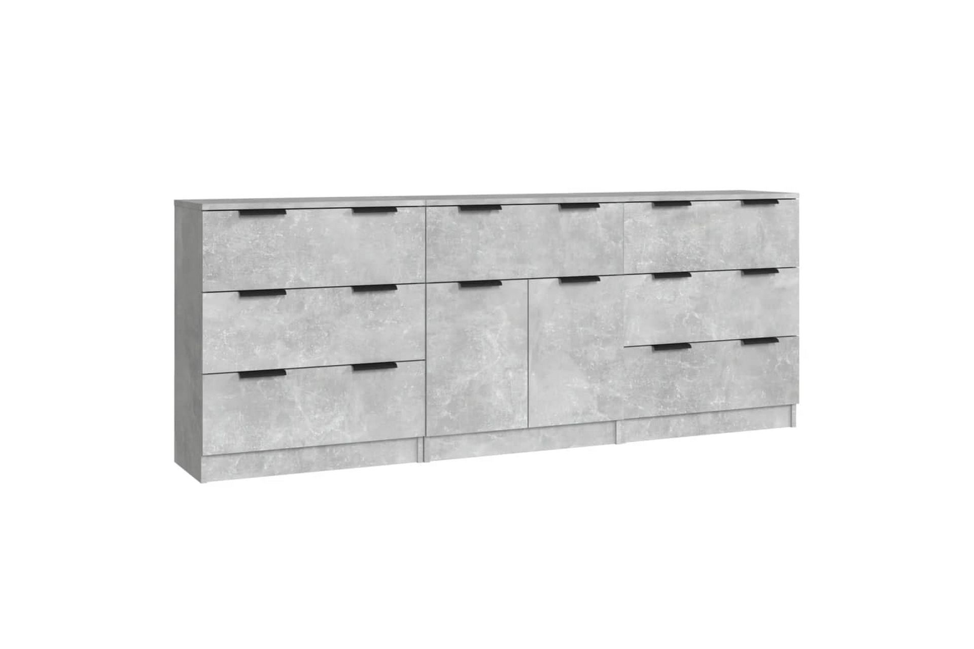 beBasic Skjenker 3 stk betonggrå konstruert tre - GrÃ¥ - Oppbevaring - Oppbevaringsmøbler - Sideboard & skjenker