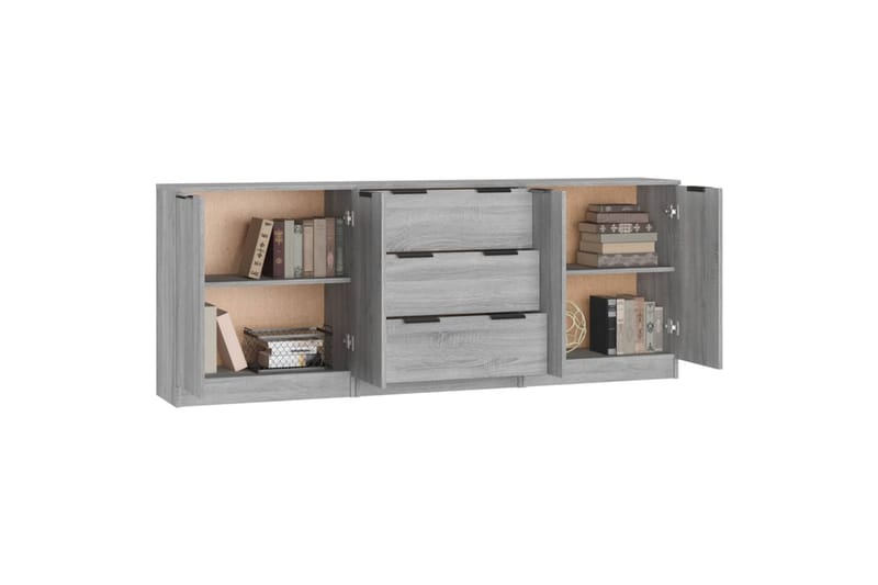beBasic Skjenker 3 stk grå sonama konstruert tre - GrÃ¥ - Oppbevaring - Oppbevaringsmøbler - Sideboard & skjenker