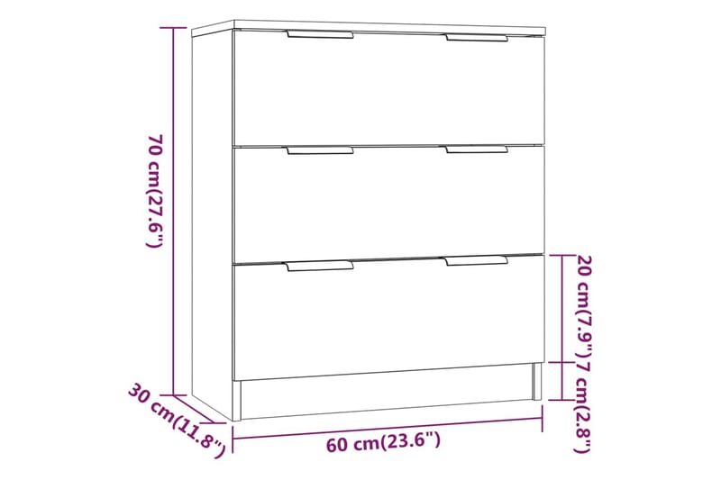 beBasic Skjenker 3 stk grå sonama konstruert tre - GrÃ¥ - Sideboard & skjenker