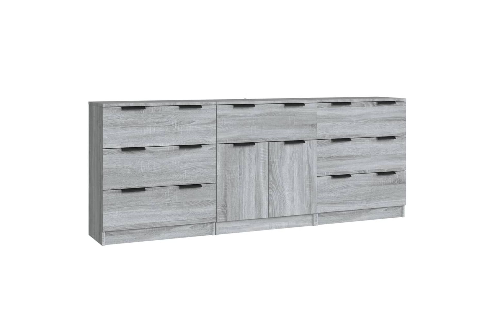 beBasic Skjenker 3 stk grå sonoma eik konstruert tre - GrÃ¥ - Oppbevaring - Oppbevaringsmøbler - Sideboard & skjenker