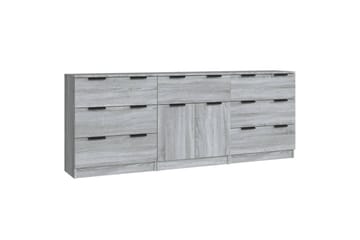 beBasic Skjenker 3 stk grå sonoma eik konstruert tre - GrÃ¥ - Oppbevaring - Oppbevaringsmøbler - Sideboard & skjenker