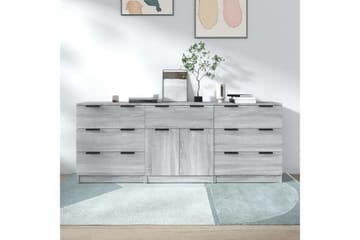 beBasic Skjenker 3 stk grå sonoma eik konstruert tre - GrÃ¥ - Oppbevaring - Oppbevaringsmøbler - Sideboard & skjenker