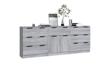 beBasic Skjenker 3 stk grå sonoma eik konstruert tre - GrÃ¥ - Oppbevaring - Oppbevaringsmøbler - Sideboard & skjenker