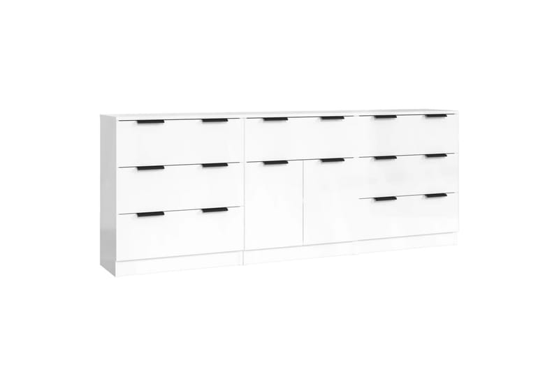 beBasic Skjenker 3 stk høyglans hvit konstruert tre - Hvit - Oppbevaring - Oppbevaringsmøbler - Sideboard & skjenker