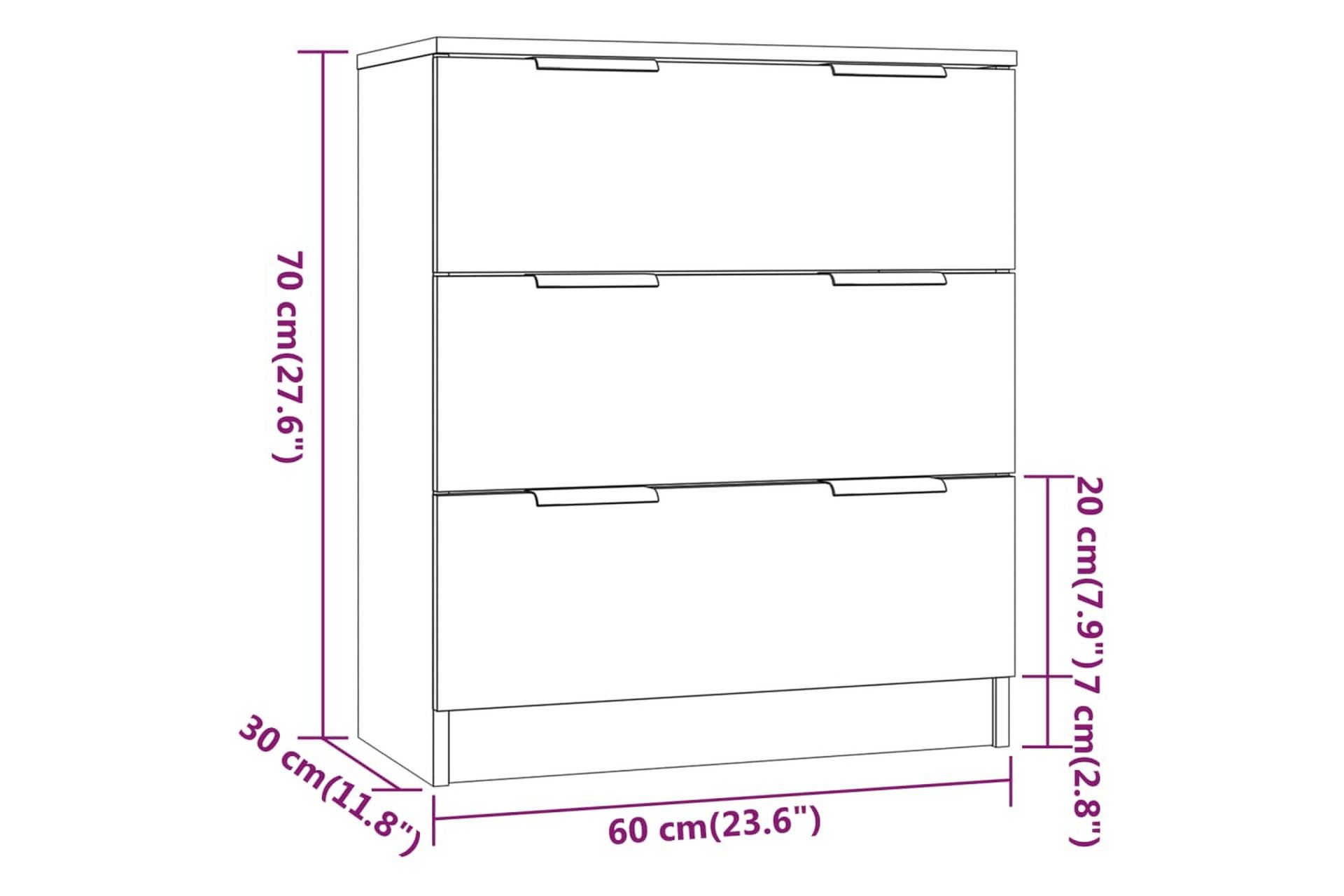 beBasic Skjenker 3 stk hvit konstruert tre - Hvit - Oppbevaring - Oppbevaringsmøbler - Sideboard & skjenker