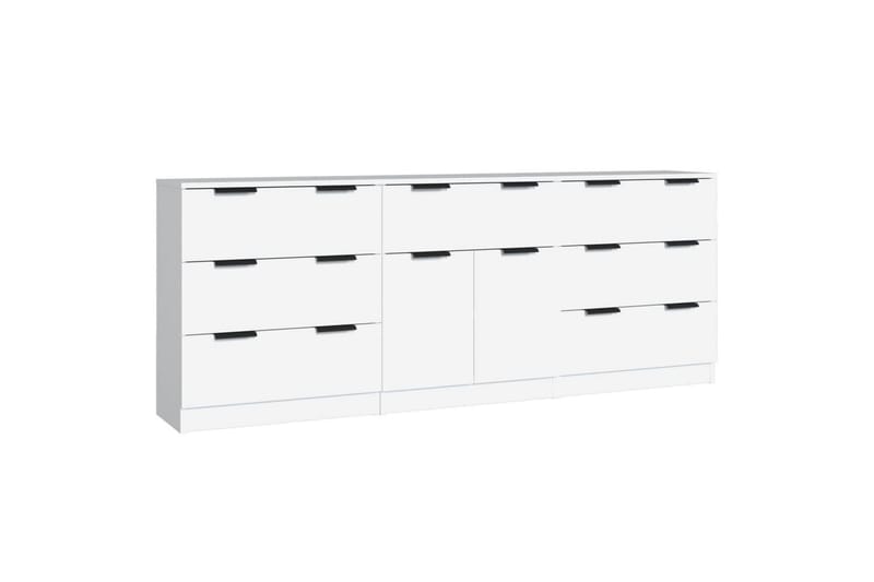beBasic Skjenker 3 stk hvit konstruert tre - Hvit - Oppbevaring - Oppbevaringsmøbler - Sideboard & skjenker