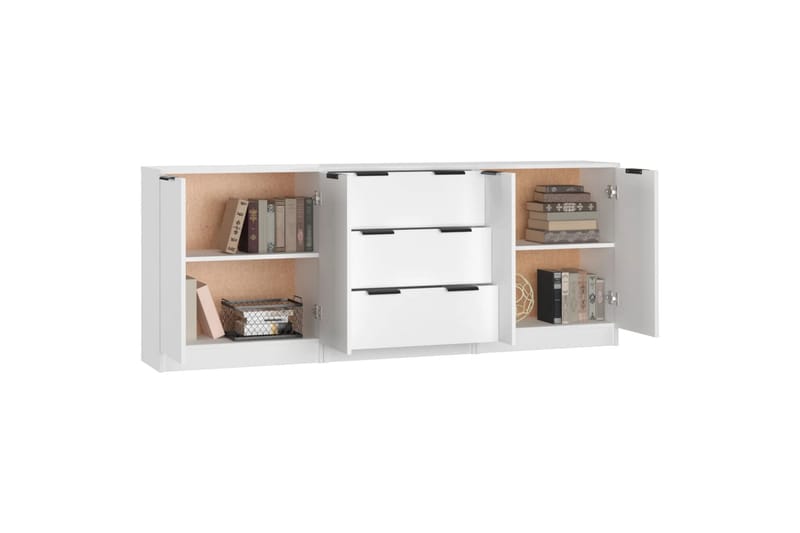 beBasic Skjenker 3 stk hvit konstruert tre - Hvit - Oppbevaring - Oppbevaringsmøbler - Sideboard & skjenker