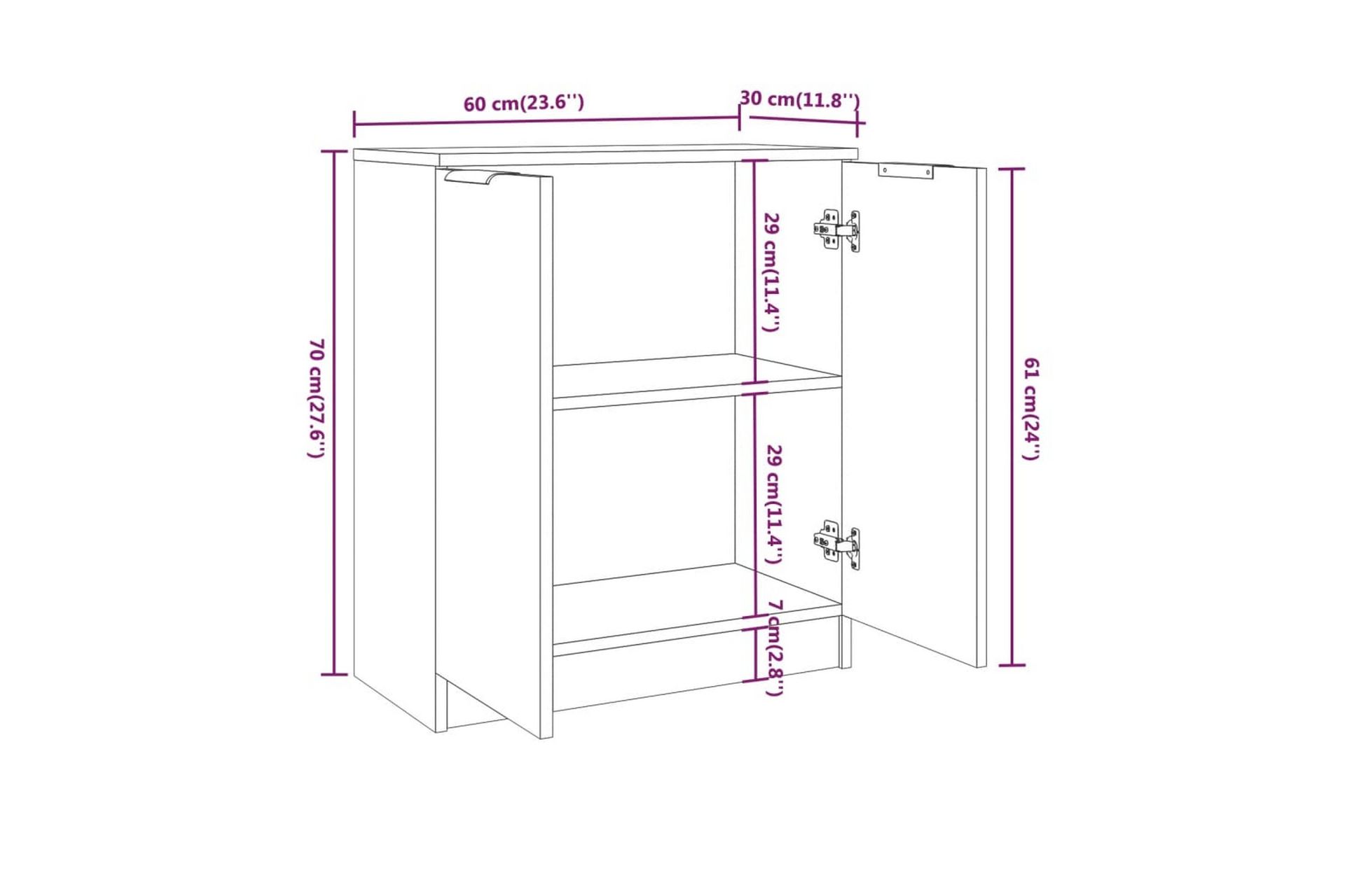 beBasic Skjenker 3 stk hvit konstruert tre - Hvit - Oppbevaring - Oppbevaringsmøbler - Sideboard & skjenker