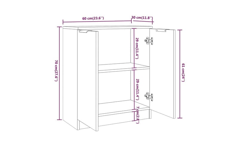 beBasic Skjenker 3 stk hvit konstruert tre - Hvit - Oppbevaring - Oppbevaringsmøbler - Sideboard & skjenker