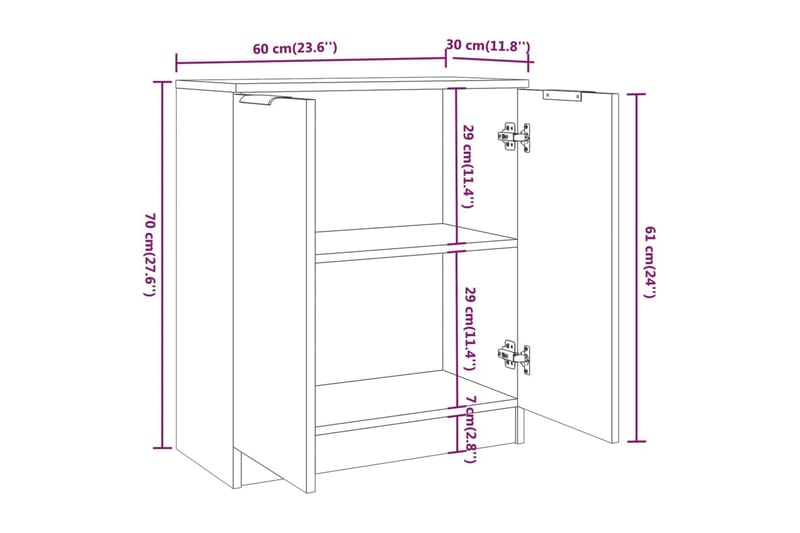 beBasic Skjenker 3 stk røkt eik konstruert tre - Brun - Oppbevaring - Oppbevaringsmøbler - Sideboard & skjenker