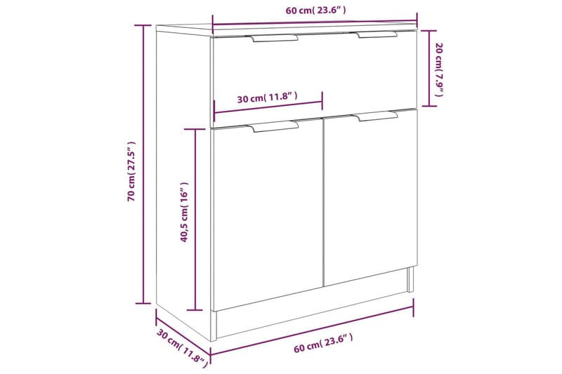 beBasic Skjenker 3 stk røkt eik konstruert tre - Brun - Sideboard & skjenker