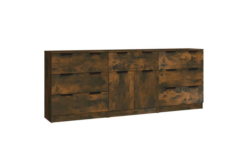 beBasic Skjenker 3 stk røkt eik konstruert tre - Brun - Oppbevaring - Oppbevaringsmøbler - Sideboard & skjenker